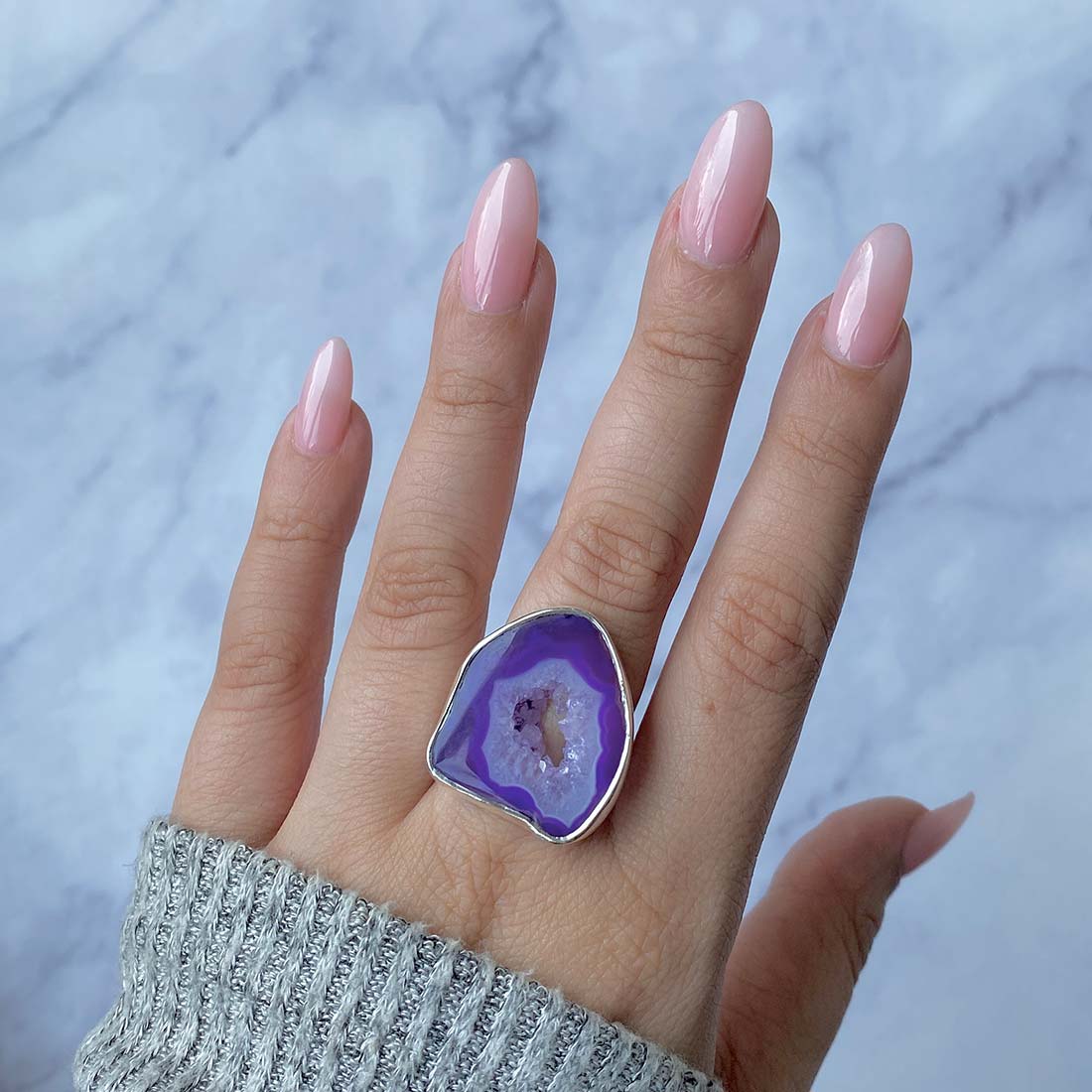 Purple Agate Adjustable Ring-(APU-R-28.)